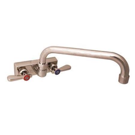 BK RESOURCES Evolution 4" Splash Mount Stainless Steel Faucet, 12" Swing Spout EVO-4SM-12